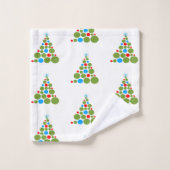 Retro kerstpatroonboom: rood groen blauw bad handdoek (Wasdoekje)