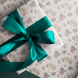 Retro kerstpatroonpapier cadeaupapier
