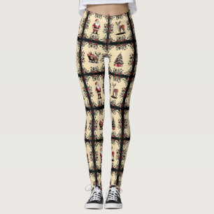 Retro kerstpatroonpatronen Leggings