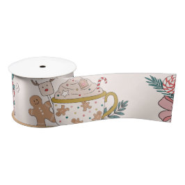 Retro kerstpatroonsatin Ribbon Satijnen Lint