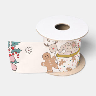 Retro kerstpatroonsatin Ribbon Satijnen Lint