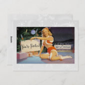 Retro KerstPinup Feestdagenkaart (Voorkant / Achterkant)