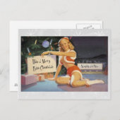 Retro KerstPinup Feestdagenkaart (Voorkant / Achterkant)