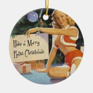 Retro KerstPinup Keramisch Ornament