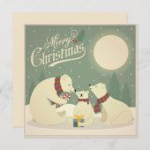 Retro Kerstpolaire Beer familie Feestdagenkaart (Voorkant / Achterkant)