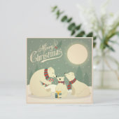  Retro Kerstpolaire Beer familie Feestdagenkaart (Staand voorkant)