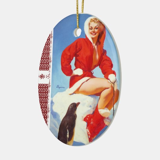  Retro-kerstpop-meisje Keramisch Ornament (Links)