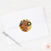  Retro-kerstpop-upmeisje Ronde Sticker (Envelop)