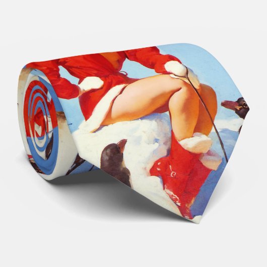  Retro-kerstpop-upmeisje Stropdas (Opgerold)