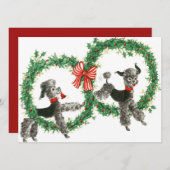  Retro-kerstportret-honden in adem Feestdagenkaart (Voorkant / Achterkant)