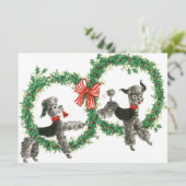  Retro-kerstportret-honden in adem Feestdagenkaart (Staand voorkant)