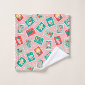 Retro Kerstpostzegels Bad Handdoek (Wasdoekje)
