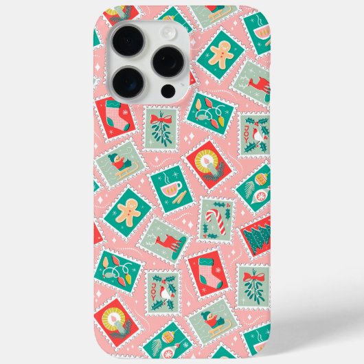 Retro Kerstpostzegels Case-Mate iPhone Case (Achterkant)