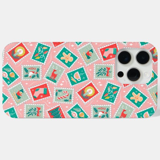 Retro Kerstpostzegels Case-Mate iPhone Case (Achterkant (horizontaal))