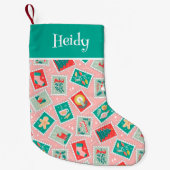 Retro Kerstpostzegels Kleine Kerstsok (Voorkant)