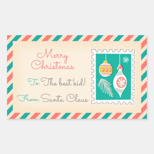 Retro Kerstpostzegels Labels - Ballen (Voorkant)