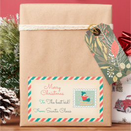 Retro Kerstpostzegels Labels - Happy Boy