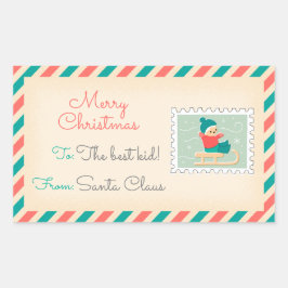 Retro Kerstpostzegels Labels - Happy Boy