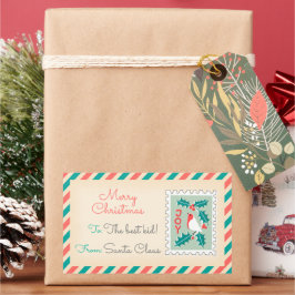 Retro Kerstpostzegels Labels - Joy