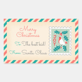 Retro Kerstpostzegels Labels - Joy