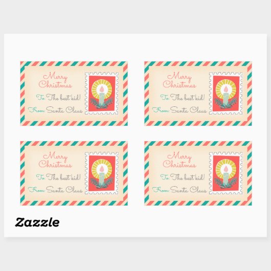 Retro Kerstpostzegels Labels - Kaars (Vel)