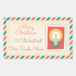 Retro Kerstpostzegels Labels - Kaars