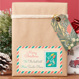 Retro Kerstpostzegels Labels - Kleurrijk