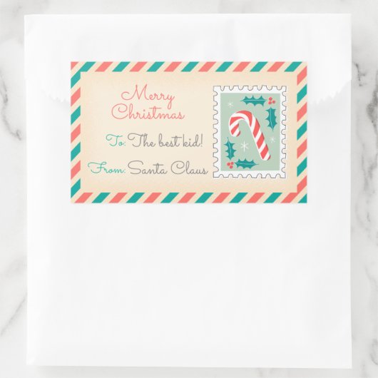 Retro Kerstpostzegels Labels - Snoep (Tas)