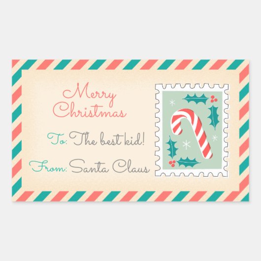 Retro Kerstpostzegels Labels - Snoep (Voorkant)