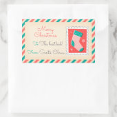 Retro Kerstpostzegels Labels - Stocking (Tas)