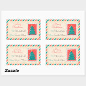 Retro Kerstpostzegels Labels - Tree (Vel)