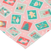 Retro Kerstpostzegels Tafelkleed (Gekanteld)