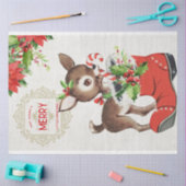 Retro-kerstreces en -decoupage voor Santa Boot Tissuepapier (Craft)