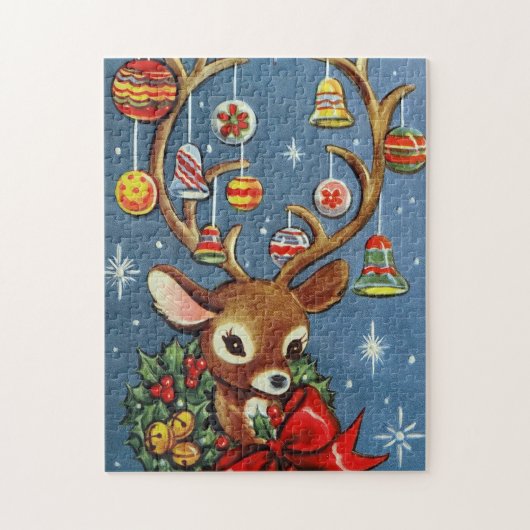 retro kerstrendierentuzzel legpuzzel (Verticaal)