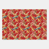 Retro-kerstrenrendiertje Inpakpapier Vel (Voorkant)