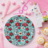 Retro Kerstrobots en Poinsettia's Papieren Bordje (Feest)