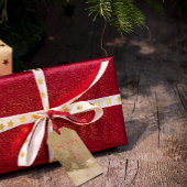 Retro kerstrode typografie Gift Label Cadeaulabel