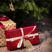 Retro kerstrode typografie Gift Label Cadeaulabel