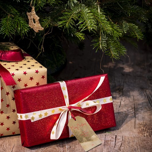 Retro kerstrode typografie Gift Label Cadeaulabel