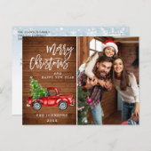 Retro-kerstrode vrachtwagen Rustic PHOTO-groet Briefkaart (Voorkant / Achterkant)