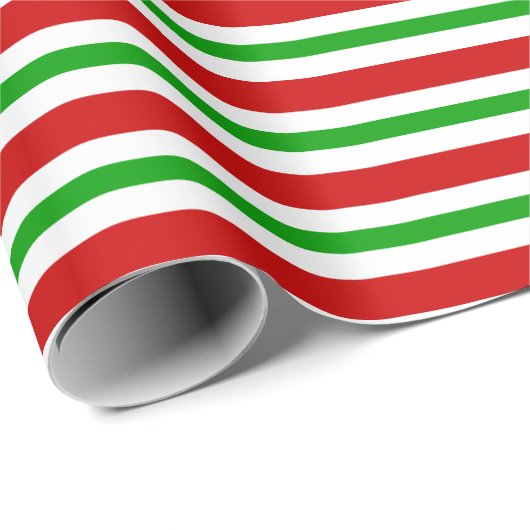 Retro kerstrode witte strepen gouden tekst cadeaupapier (Rol Hoek)