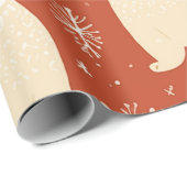 "Retro kerstrood en wit Beer en boom Cadeaupapier (Rol Hoek)