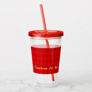 Retro Kerstrood Pattern Dit seizoen is alleen maar Acryl Drinkbeker