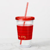 Retro Kerstrood Pattern Dit seizoen is alleen maar Acryl Drinkbeker (Achterkant)