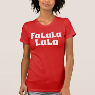 Retro kerstrood wit als La La La La La La T-shirt