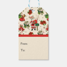 Retro Kerstschoonheden  Cadeaulabel
