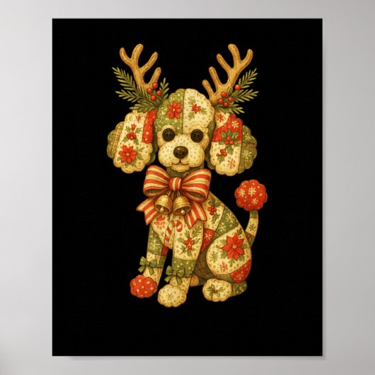 Retro kerstseizoen patchwork Odle hondenteam Fa Poster (Voorkant)