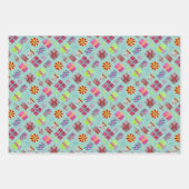 Retro kerstset 1 Blauwgroen kerst Inpakpapier Vel (Voorkant 3)