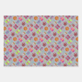 Retro kerstset 1 grijze kerst inpakpapier vel (Voorkant 3)