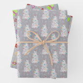 Retro kerstset 1 grijze kerst inpakpapier vel (In situ)